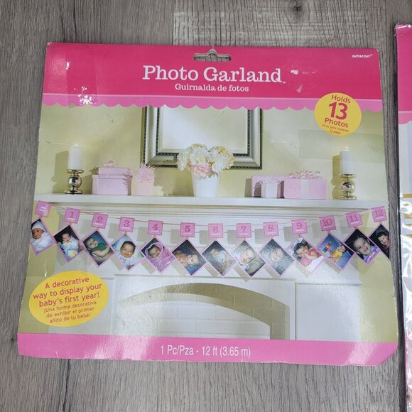 Baby's First Birthday Photo Garland & Decorating Kit Pink pink baby girl - Picture 3 of 7